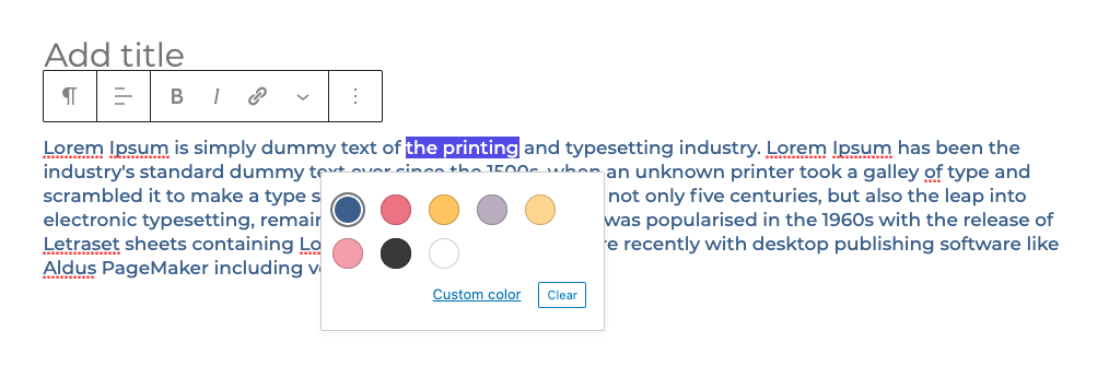 Gutenberg Inline Color Palette